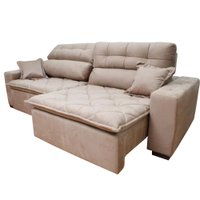 Sofá 2,02m Retrátil e Reclinável com Molas Cama inBox Confort Tecido Suede Velusoft Castor
