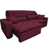 Sofá 2,02m Retrátil e Reclinável com Molas Cama inBox Confort Tecido Suede Velusoft Vinho