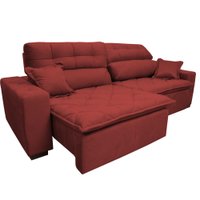 Sofá 2,02m Retrátil e Reclinável com Molas Cama inBox Confort Tecido Suede Velusoft Vermelho