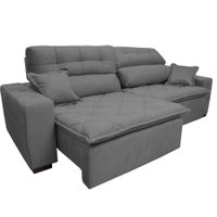 Sofá 2,12m Retrátil e Reclinável com Molas Cama inBox Confort Tecido Suede Velusoft Cinza