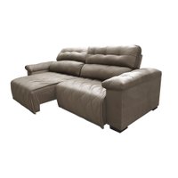 Sofá 2,12m Retrátil e Reclinável com Molas Cama inBox Top Tecido Suede Velusoft Castor