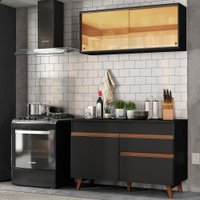 Cozinha Compacta Madesa Reims 120001 com Armário e Balcão - Cor Preto