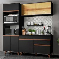Cozinha Compacta Madesa Reims 190002 com Armário e Balcão - Cor Preto