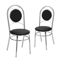 Kit 2 Cadeiras Cromadas CC02 - A101 Preto - Tre Paroni