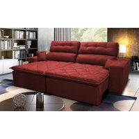 Sofá Cama inBox Confort  2,52m Retrátil e Reclinável com Molas Tecido Suede Velusof