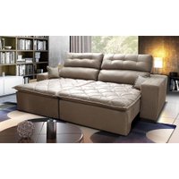 Sofá 2,92m Retrátil e Reclinável com Molas Cama inBox Confort Tecido Suede Velusoft -  Castor