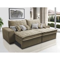 Sofá Cama Inbox Supreme Retrátil e Reclinável 2,72m com Molas Ensacadas  Tecido Suede Velusoft