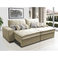 Sofá Cama Inbox Supreme Retrátil e Reclinável 2,72m com Molas Ensacadas  Tecido Suede Velusoft