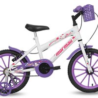 Bicicleta Mormaii Infantil Feminina  Aro 16 Next Branca com Cesta