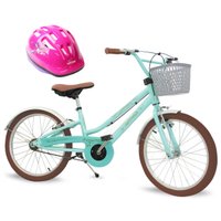 Bicicleta Feminina Antonella Verde Água com Capacete Aro 20