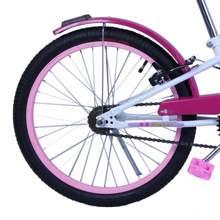 Bicicleta Feminina Fashion com Cestinha Aro 20  - Branco e Rosa