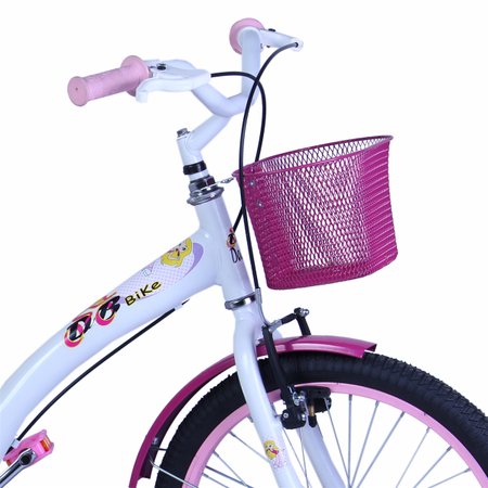 Bicicleta Feminina Fashion com Cestinha Aro 20  - Branco e Rosa