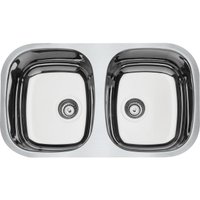 Cuba de Embutir Tramontina Prime Isis 2C 34 BL em aço inox alto brilho 76 x 44 cm com Escape
