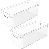 2 Organizadores Empilháveis Caixas Organizadoras Closet Geladeira Clear Natural