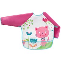 Babador com Mangas e Bolso Pega Cata Migalhas Bebe Rosa