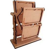 Porta Retrato Giratório Rústico Para 5 Fotos Horizontais 15x10cm Roda Gigante MDF Sulartes