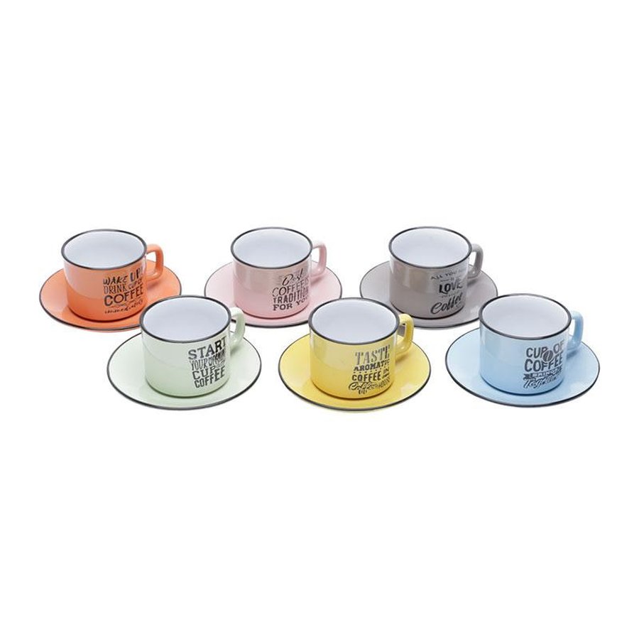 Conjunto de Xícaras para Café com Pires 6 Peças 200 ml