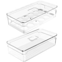 Kit 2 Organizadores De Geladeira Porta Ovos 16 Un Porta Legumes Frutas Verduras Clear Fresh OU