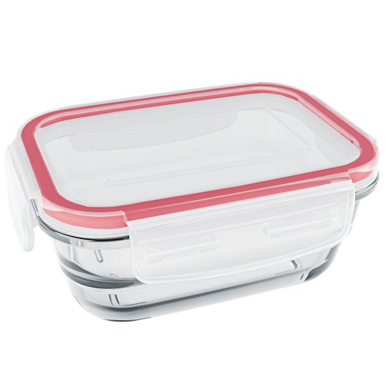 Pote De Vidro Retangular 400ml Marmita Hermética Com Travas Laterais Marinex Facilita