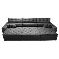 Sofá Retrátil e Reclinável 3,52m Austin com Molas no Assento Tecido Suede Velusoft