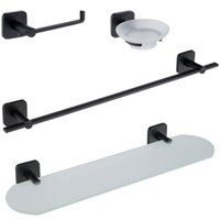 Conjunto Banheiro Vesúvio 4 peças Fixação Por Parafuso - Preto