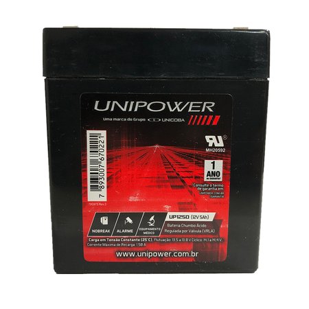 Bateria Unipower para Nobreak UP1250-06C013 F187 12V 5.0AH