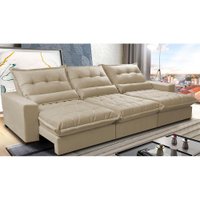 Sofá Retrátil e Reclinável 3,82m com Molas Ensacadas Cama Inbox Soft Tecido Suede Velusoft