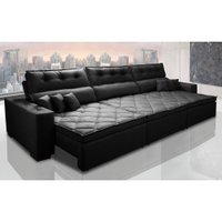 Sofá Retrátil e Reclinável 3,82m Austin com Molas no Assento Tecido Suede Velusoft