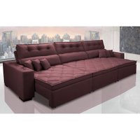 Sofá Retrátil e Reclinável 4,12m Austin com Molas no Assento Tecido Suede Velusoft