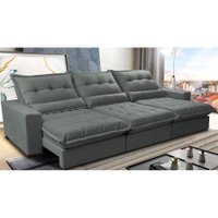 Sofá Retrátil e Reclinável 4,12m com Molas Ensacadas Cama Inbox Soft Tecido Suede Velusoft