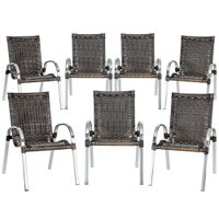 7 Cadeiras Colômbia Alumínio Área Jardim Varanda Fibra Sintética Pedra Ferro