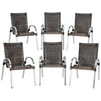 6 Cadeiras Colômbia Alumínio Área Jardim Varanda Fibra Sintética Pedra Ferro