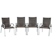 4 Cadeiras Colômbia Alumínio Área Jardim Varanda Fibra Sintética Pedra Ferro