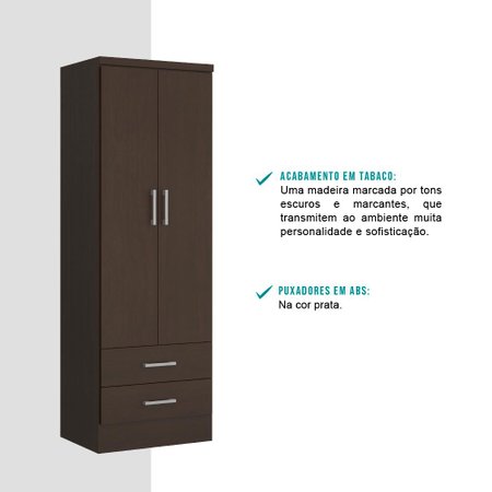 Armário Utilitário Multiuso 2 Portas 2Gavetas Tabaco Carraro