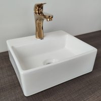Cuba De Cerâmica Retangular 29,5cmx34cm Pia Banheiro Lavabo Eco Metais Branca