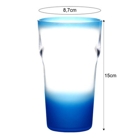 Jogo 6 Copos Neon Para Cerveja em Acrílico Pint 570ml Azul