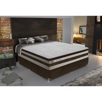 Conjunto Cama Box King Gazin de Molas Ensacadas Love Story 193x203x71 Bege/Marrom