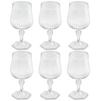 Conjunto 6 Taças Para Água Vinho Suco 350ml Plástico UZ Axé Transparente Bebidas
