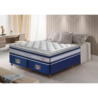 Conjunto Cama Box King de Molas Ensacadas D33 com Pillow TOP Cama inBox Select 193x203x71 Azul