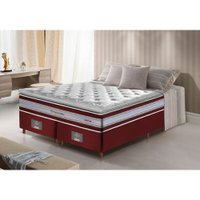 Conjunto Cama Box Queen de Molas Ensacadas D33 com Pillow TOP Cama inBox Select 158x198x71 Vinho