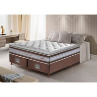 Conjunto Cama Box Queen de Molas Ensacadas D33 com Pillow TOP Cama inBox 158x198x70 Café