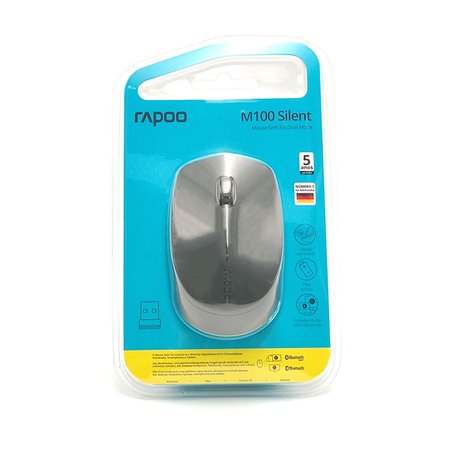 Mouse Rapoo M100 Silent, Wireless 2.4 GHz, Bluetooth, 1000 DPI, Clique Silencioso, Preto - RA009