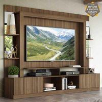 Rack c/ Painel e Suporte TV 65" Prateleiras c/ Espelho Oslo Multimóveis Madeirado