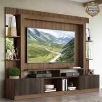 Rack c/ Painel e Suporte TV 65" Prateleiras c/ Espelho Oslo Multimóveis Madeirado/Tenerife