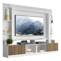 Rack Estante c/ Painel e Suporte TV 65" e 2 portas Oslo Multimóveis Branco/Madeirado