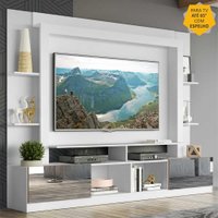 Rack c/ Painel TV 65" Portas c/ Espelho Oslo Multimóveis Branco/Madeirado
