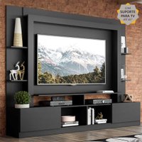 Rack Estante c/ Painel e Suporte TV 65" e 2 portas Oslo Multimóveis Preto