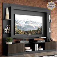 Rack Estante c/ Painel e Suporte TV 65" e 2 portas Oslo Multimóveis Preto/Tenerife