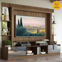 Rack Estante c/ Painel TV 65" e Espelho Oslo Multimóveis Madeirado