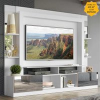 Rack Estante c/ Painel TV 65" e Espelho Oslo Multimóveis Branco/Madeirado